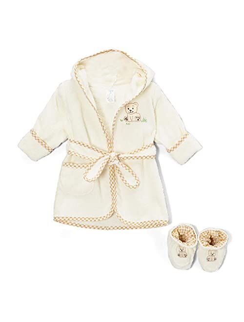 Spasilk Hooded Terry Bathrobe with Booties, Blue Plane, One Size