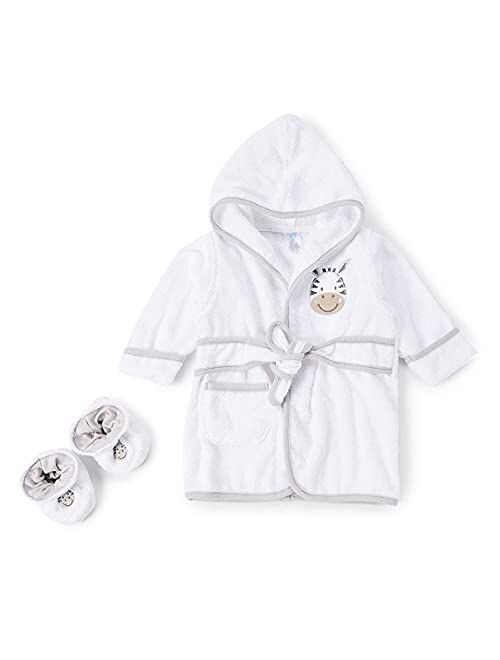 Spasilk Hooded Terry Bathrobe with Booties, Blue Plane, One Size