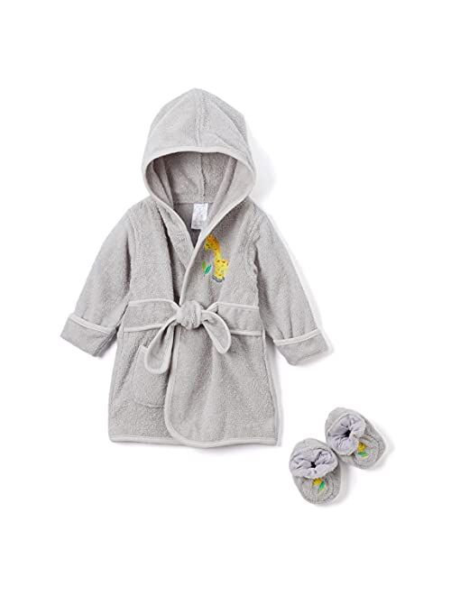 Spasilk Hooded Terry Bathrobe with Booties, Blue Plane, One Size