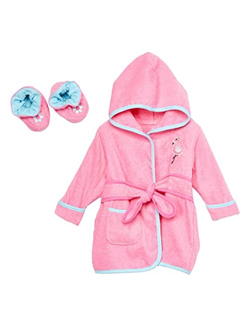 Spasilk Hooded Terry Bathrobe with Booties, Blue Plane, One Size