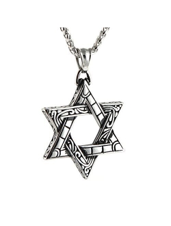 Magen Star of David Pendant Necklace Women Men Chain Silver Stainless Steel Israel Necklace