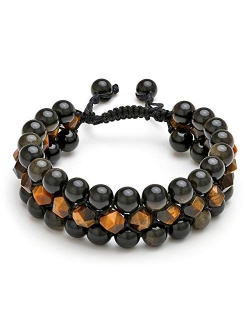 Jovivi Beads Chakra Bracelet Tigers Eye Gemstone Black Onyx Obsidian Lava Rock Stone Essential Oil Diffuser Bracelet Natural Energy Yoga Healing Crystals Bracelet Adjustb