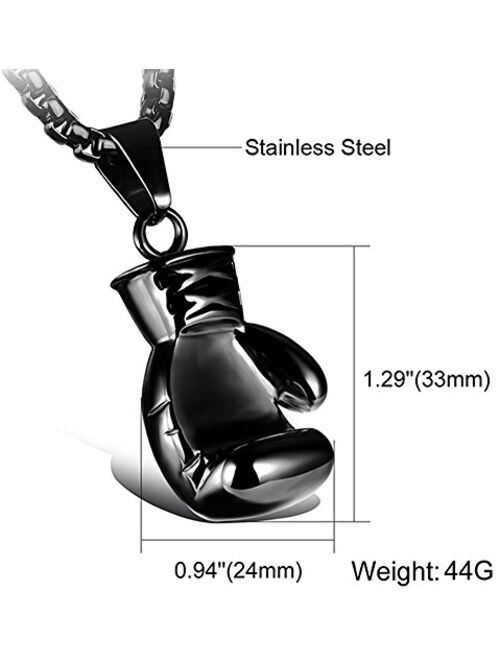 Hamoery Men Women Punk Stainless Steel Boxing Glove Chain Pendant Necklace