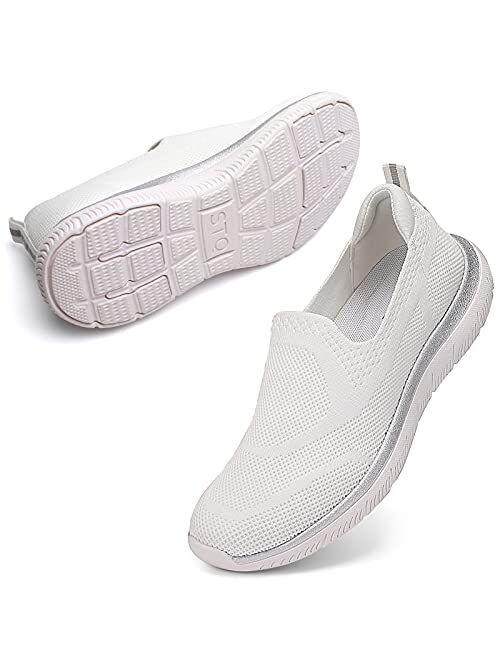 STQ Slip On Sneakers for Women Lightweight Walking Shoes Comfortable Breathable Mesh