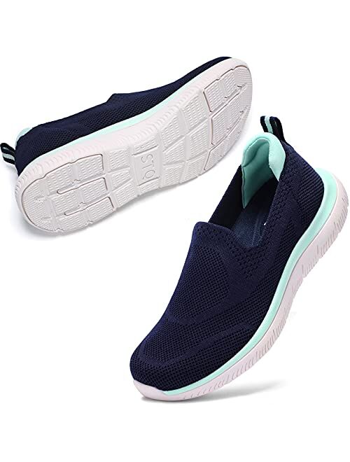 STQ Slip On Sneakers for Women Lightweight Walking Shoes Comfortable Breathable Mesh