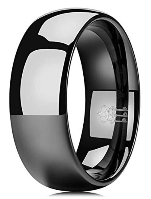 THREE KEYS JEWELRY 2mm 4mm 6mm 8mm Tungsten Wedding Ring for Women Mens Plated Black Polished Band