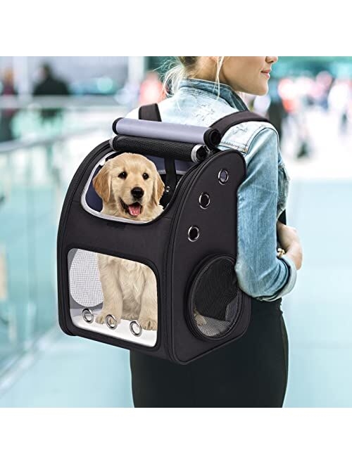 COVONO Expandable Pet Carrier Backpack for Cats, Dogs and Small Animals, Portable Pet Travel Carrier, Super Ventilated Design, Airline Approved, Ideal for Traveling/Hikin