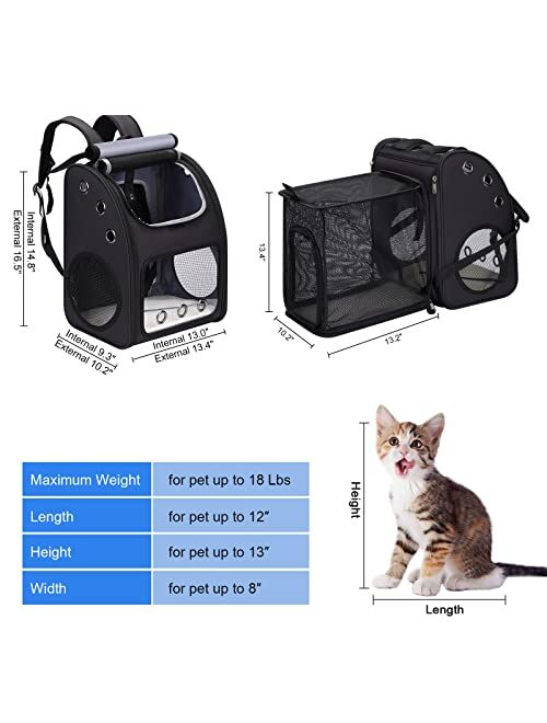 COVONO Expandable Pet Carrier Backpack for Cats, Dogs and Small Animals, Portable Pet Travel Carrier, Super Ventilated Design, Airline Approved, Ideal for Traveling/Hikin