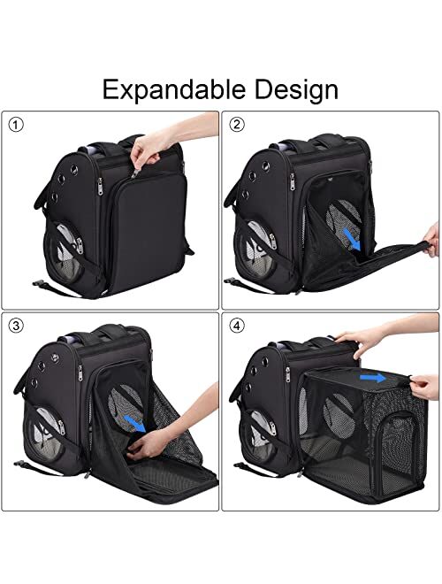 COVONO Expandable Pet Carrier Backpack for Cats, Dogs and Small Animals, Portable Pet Travel Carrier, Super Ventilated Design, Airline Approved, Ideal for Traveling/Hikin