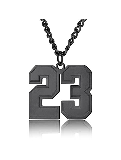 Keystyle GoldChic Jewelry Number Necklace For Men Women, Custom Youth Baseball Necklaces with Number for Boys, Personalized Jersey Numbers Chain Sports Fans Pendant Socce