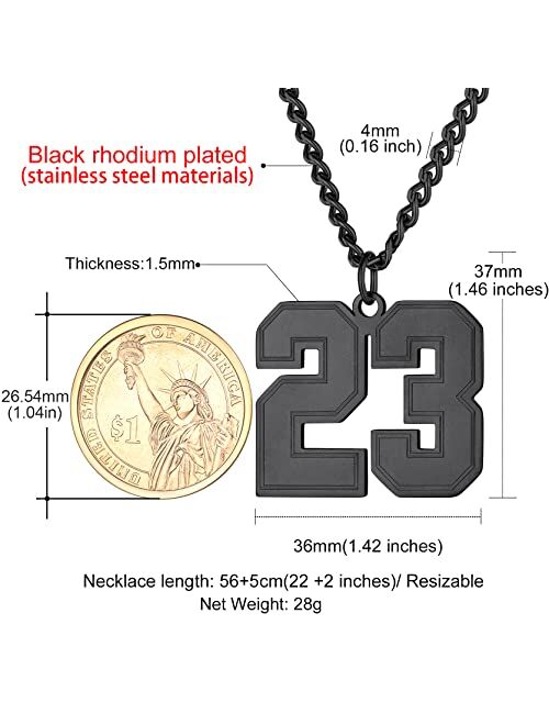 Keystyle GoldChic Jewelry Number Necklace For Men Women, Custom Youth Baseball Necklaces with Number for Boys, Personalized Jersey Numbers Chain Sports Fans Pendant Socce