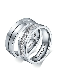 Aeici His &Hers I Love You Matching Rings Endless Love Stainless Steel Ladies Ring for Women Men Inlaid 9 CZ