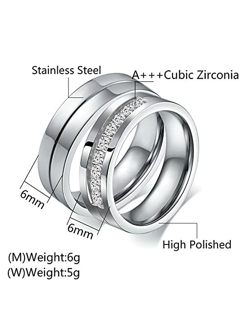 Aeici His &Hers I Love You Matching Rings Endless Love Stainless Steel Ladies Ring for Women Men Inlaid 9 CZ