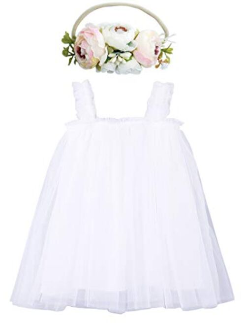 BGFKS Layered Tulle Tutu Dress for Toddler Girls,Baby Girl Rainbow Tutu Princess Skirt Set with Flower Headband.