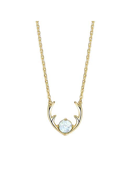 PAVOI 14K Gold Plated Created Opal Necklace | Opal Necklaces for Women