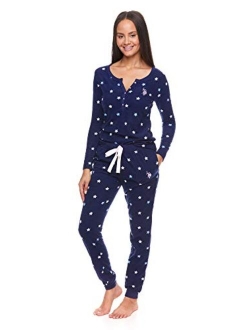 Womens Casual Long Sleeve Shirt and Pajama Pants Sleep Sleepwear Set