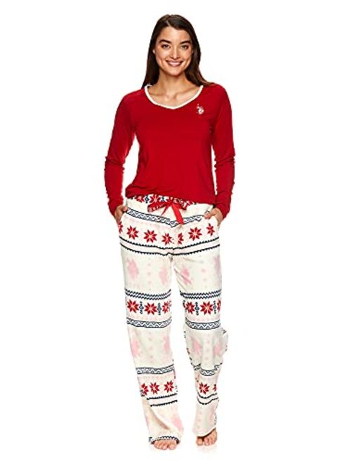 U.S. Polo Assn. Womens Casual Long Sleeve Shirt and Pajama Pants Sleep Sleepwear Set