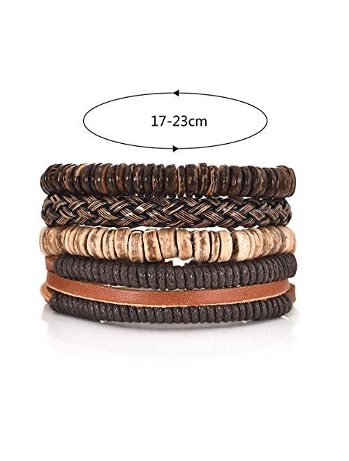 DALARAN Leather Bracelet for Men Wrist Band Brown Rope Bracelet Bangle