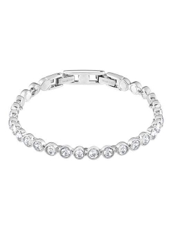 Women's Tennis Bracelet and Earring Collection, Rhodium Finish, Clear Crystals