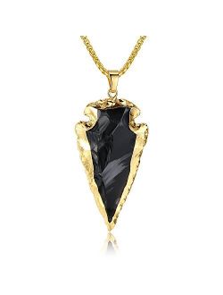 COAI Raw Obsidian Dragonglass Arrowhead Pendant Necklace