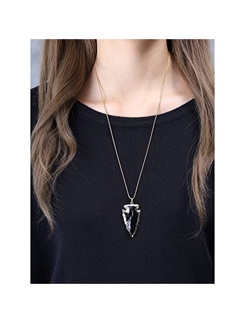 COAI Raw Obsidian Dragonglass Arrowhead Pendant Necklace