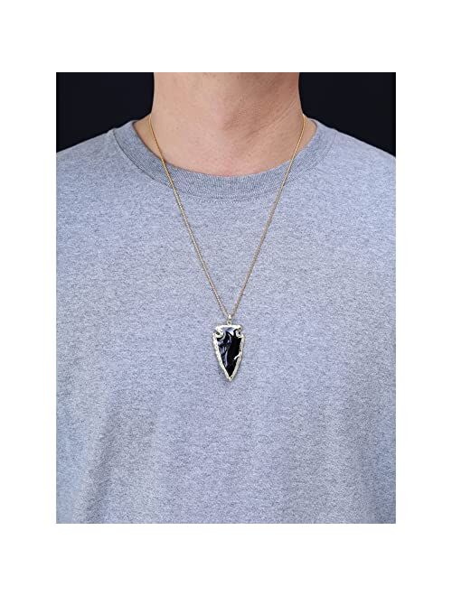 COAI Raw Obsidian Dragonglass Arrowhead Pendant Necklace