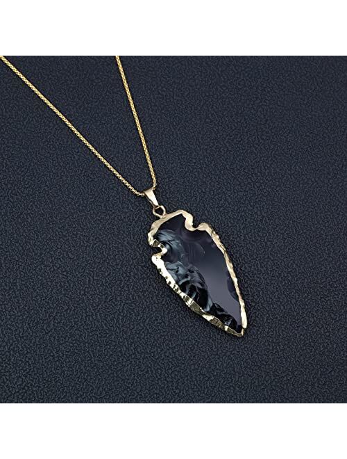 COAI Raw Obsidian Dragonglass Arrowhead Pendant Necklace