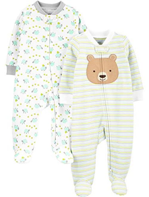 Simple Joys by Carter's Unisex Babies' Cotton Footed Sleep and Play, Pack of 2