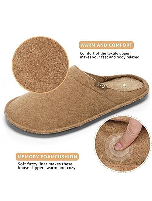 STQ Slippers for Women Memory Foam Warm and Fuzzy House Shoes