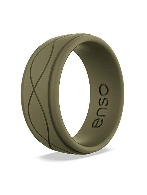 Enso Rings Men’s Infinity Silicone Ring – Hypoallergenic Wedding Band for Men – Comfortable Band for Active Lifestyle – 9mm Wide, 2.25mm Thick