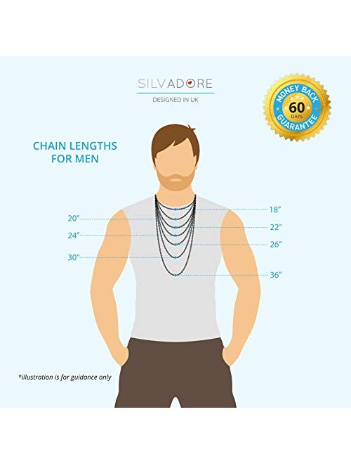 Silvadore 4mm Rope Mens Necklace - Silver Chain Twist Stainless Steel Jewelry - Neck Link Chains for Men Man Male Women Boys Girls - 18" 20" 22" 24" 26" 36" UK