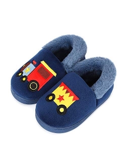 ESTAMICO Boys Girls Warm Slippers Cartoon Car Kids Winter Indoor Household Shoes