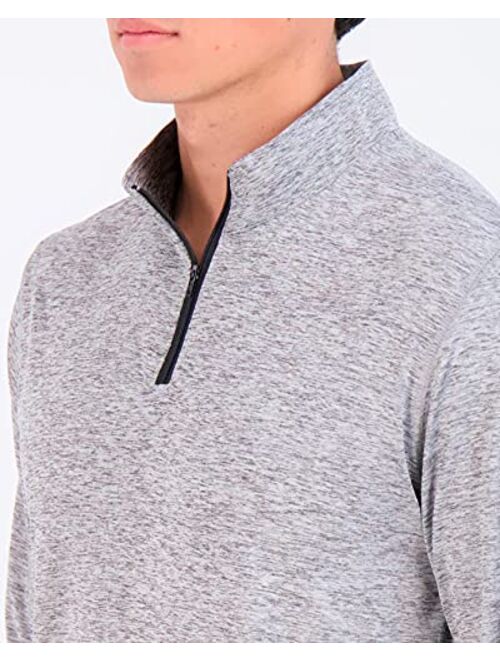 Real Essentials 3 Pack: Men's Active Dry-Fit Quarter Zip Long Sleeve Outdoor Athletic Performance Pullover