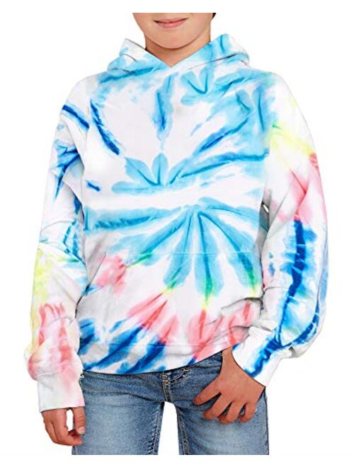 GAMISOTE Unisex Kids Tie Dye Sweatshirt Boys Girls Hooded Kangaroo Pocket Pullover Hoodies