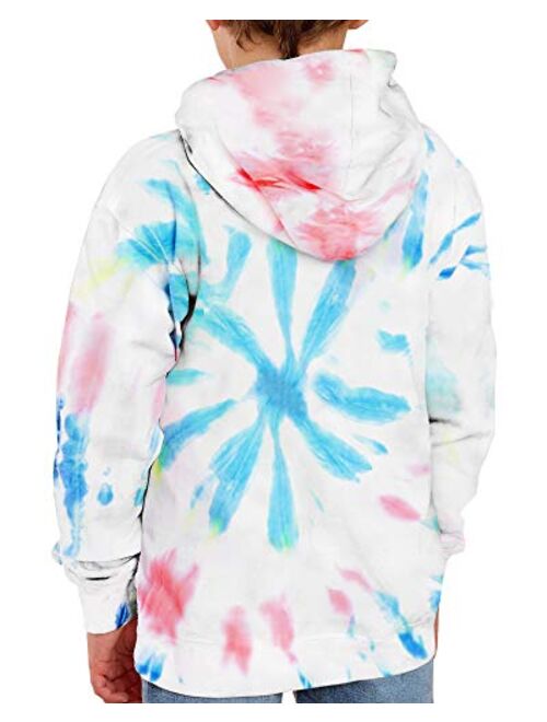 GAMISOTE Unisex Kids Tie Dye Sweatshirt Boys Girls Hooded Kangaroo Pocket Pullover Hoodies