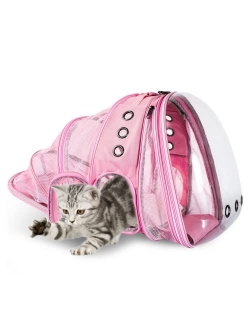 Joysnana Cat Backpack Carrier Bubble Pet Bags, Expandable Transparent Space Capsule Backpack for Cat Outside Activities(Pink)