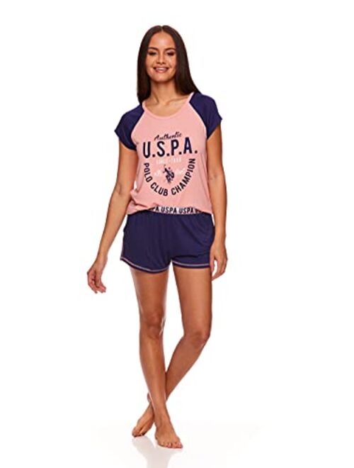 U.S. Polo Assn. Womens Short Sleeve Shirt and Pajama Shorts Lounge Sleep Set