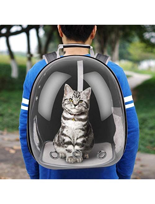 FPVERA Cat Backpack Carrier Black: Pet Backpack Bubble Rucksack Carry Cats & Back Pack Clear Carrying Capsule Space Backpack