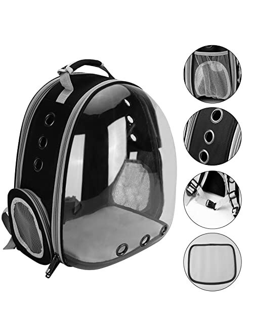 FPVERA Cat Backpack Carrier Black: Pet Backpack Bubble Rucksack Carry Cats & Back Pack Clear Carrying Capsule Space Backpack