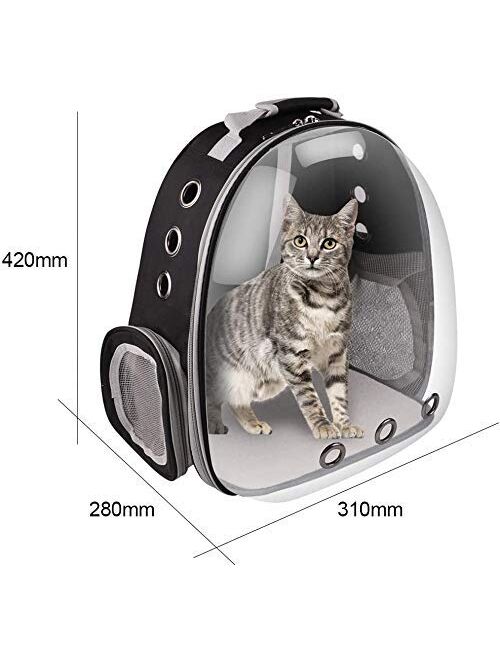 FPVERA Cat Backpack Carrier Black: Pet Backpack Bubble Rucksack Carry Cats & Back Pack Clear Carrying Capsule Space Backpack