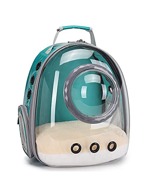 Orizzp Pet Carrier Backpack for Kitten, Small Puppy and Bunny, Backpack for Kitten, Space Capsule Bubble Cat Backpack Carrier, Airline Approved Waterproof Green Pet Backp