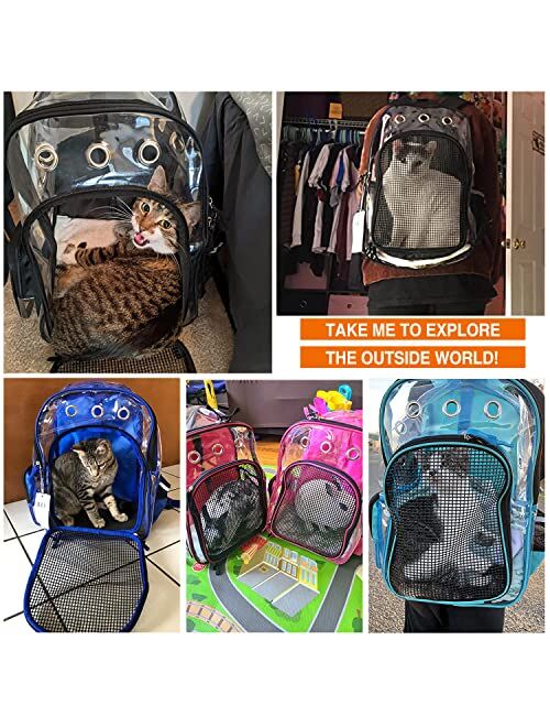 YUDODO Cat Backpack Carrier Clear Small Pet Cat Dog Carrier Front Backpack for Cat Rabbit Small Animal Breathable Mesh Lightweight Pet Backpack for Traveling Outdoor Walk