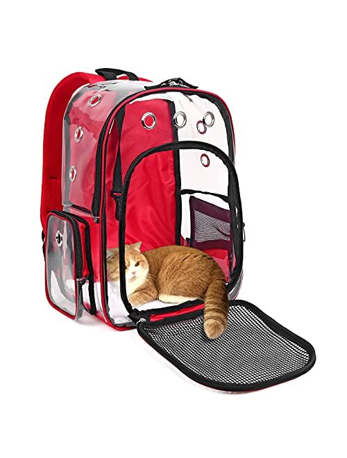 YUDODO Cat Backpack Carrier Clear Small Pet Cat Dog Carrier Front Backpack for Cat Rabbit Small Animal Breathable Mesh Lightweight Pet Backpack for Traveling Outdoor Walk