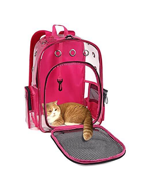 YUDODO Cat Backpack Carrier Clear Small Pet Cat Dog Carrier Front Backpack for Cat Rabbit Small Animal Breathable Mesh Lightweight Pet Backpack for Traveling Outdoor Walk