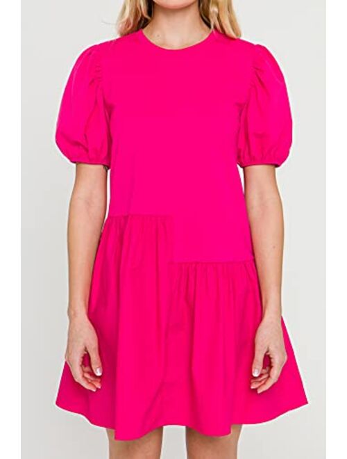 English Factory Women's Knit Woven Mixed Dress