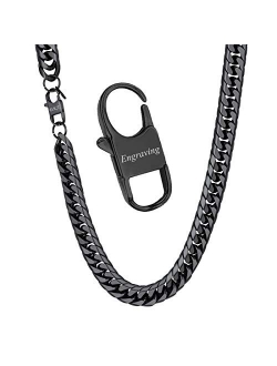 U7 Men Stainless Steel Franco Chain Curb Link Hip Hop Chunky Necklace Costume Jewelry 6MM 9MM 12MM Thick, Length 18-36 Inch, Silver Black Gold Color,Gift Packed