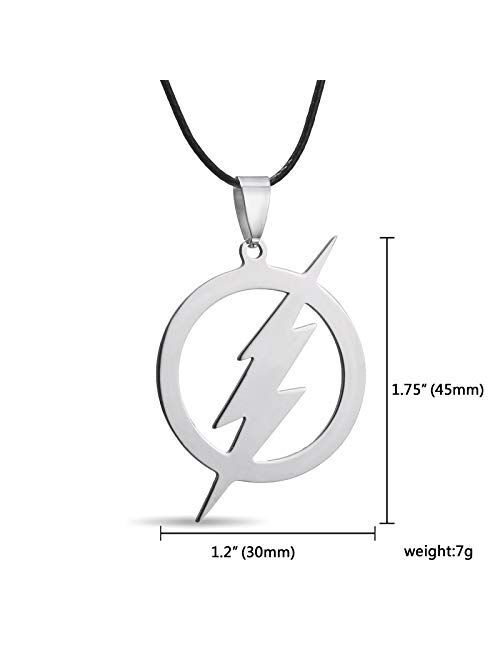 RINHOO Stainless Steel Superhero Flash Nekclace Lightning Necklace Pendant for Men boy Gift (1pc-Flash)