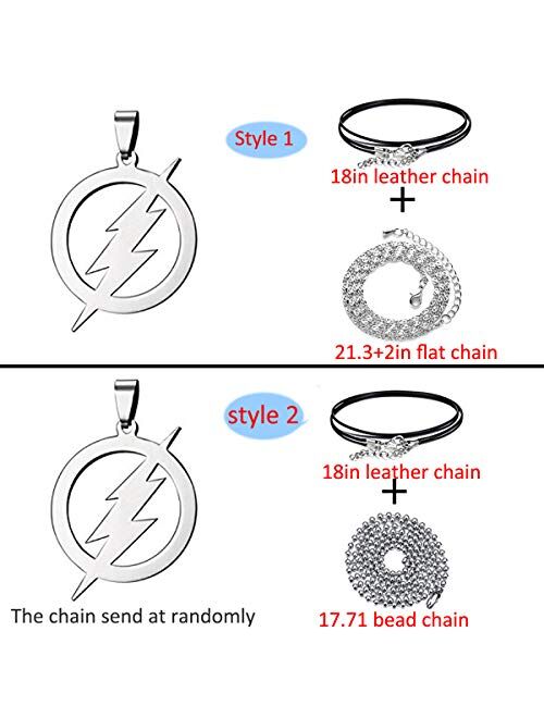 RINHOO Stainless Steel Superhero Flash Nekclace Lightning Necklace Pendant for Men boy Gift (1pc-Flash)