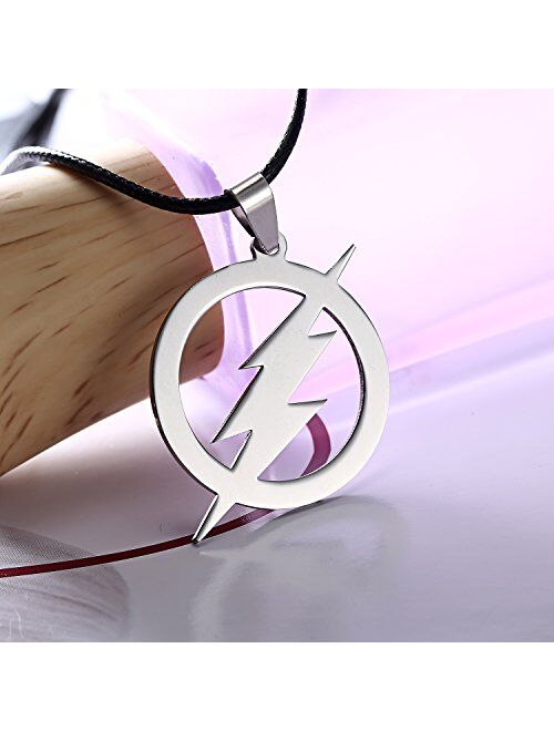 RINHOO Stainless Steel Superhero Flash Nekclace Lightning Necklace Pendant for Men boy Gift (1pc-Flash)