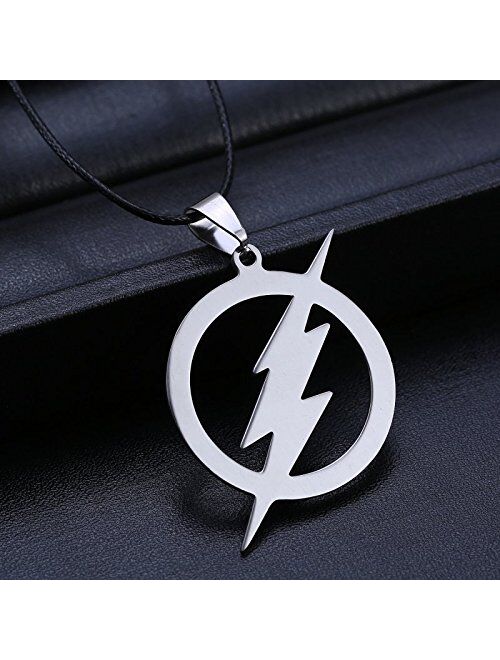 RINHOO Stainless Steel Superhero Flash Nekclace Lightning Necklace Pendant for Men boy Gift (1pc-Flash)